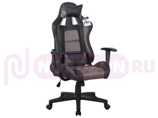 Кресло компьютерное BRABIX GT Racer GM-100, две подушки, ткань, экокожа, черное/коричневое