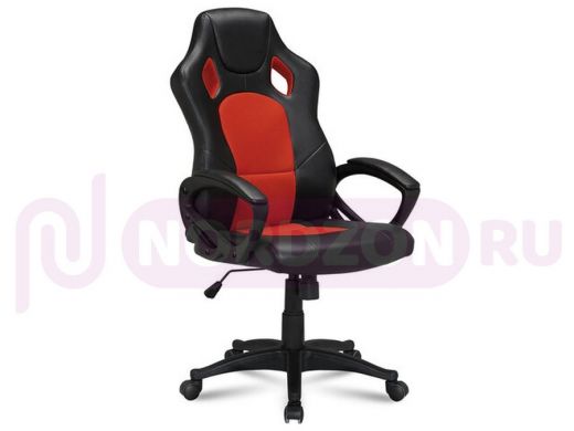 Кресло офисное BRABIX Rider EX-544, экокожа черная/ткань красная