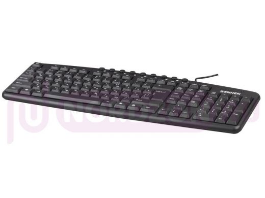 Клавиатура проводная SONNEN KB-8137, USB, 104 клавиши+12дополнительных,мультимедийная,черная