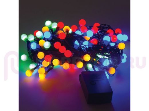 Электрогирлянда светодиодная  "BR-80369" Шарики, 100 ламп, 10м, многоцветная, контроллер