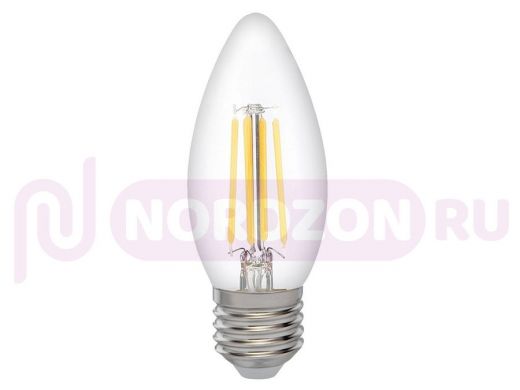 Лампа JazzWay PLED OMNI C35  6W=60W 3000K CL 600Lm E27 230/50 стекло,  нитевый излучатель, угол изл: