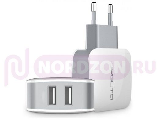.Зарядное устройство с 2-мя USB "ABI-83648"  белый ЗУ с USB (5В, 2400mA)