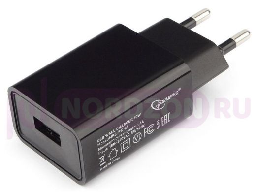 Зарядное устройство с 1USB  MP3A-PC-21 100/220V - 5V  USB 1 порт, 1A, черный