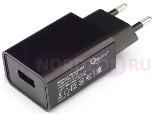 Зарядное устройство с 1USB  MP3A-PC-25 100/220V - 5V  USB 1 порт, 2A, черный