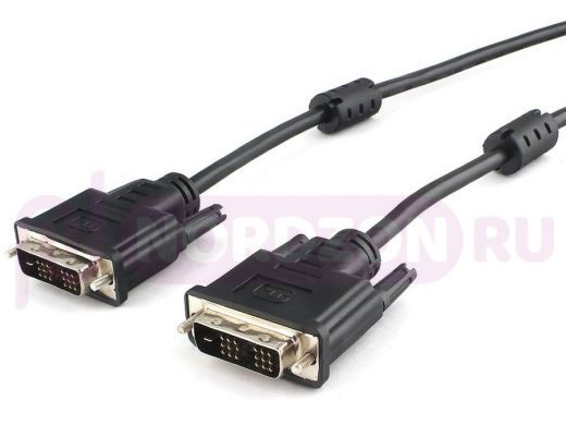 Кабель DVI-D  1,8м  single link Cablexpert CC-DVIL-BK-6, 19M/19M, CCS, черный, экран, феррит.кольца,