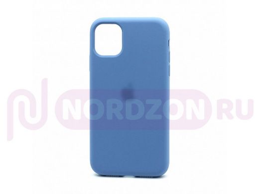 Чехол iPhone 11, Silicone Case, покрытие Soft touch, с лого, полная защита, 024, синий