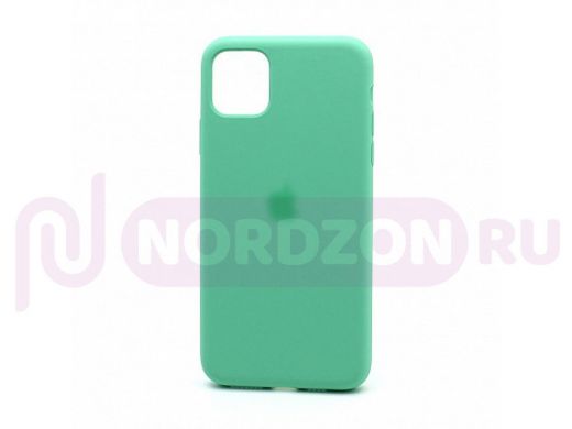 Чехол iPhone 11 Pro Max, Silicone Case, покрытие Soft touch, с лого, полная защита, 050, зеленый