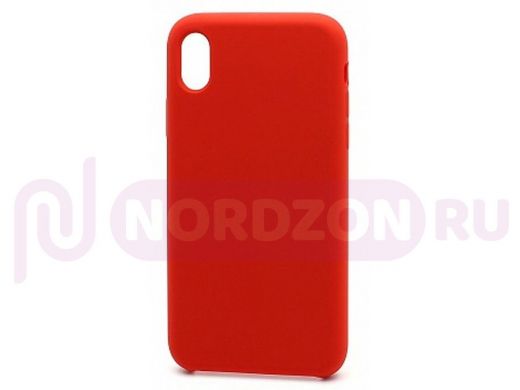 Чехол iPhone 5/5S, Silicone Case, покрытие Soft touch, без лого, 014, красный