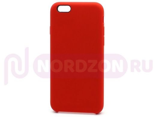 Чехол iPhone 6/6S, Silicone Case, покрытие Soft touch, без лого, полная защита, 014, красный