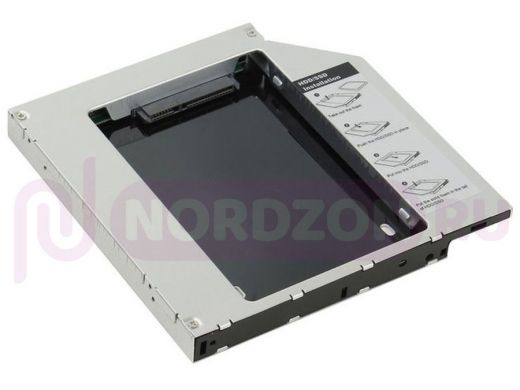 Сменный бокс для 2.5" HDD/SSD AgeStar, SSMR2S-1A, SATA-SATA, 9.5 мм, металл-пластик, черный