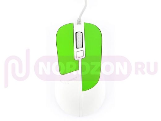 Мышь проводная GEMBIRD MOP-410-GRN, USB, 3 кнопки+колесо кнопка, soft touch, зелёный, 1600 DPI