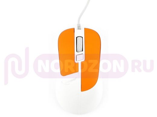 Мышь проводная GEMBIRD MOP-410-O, USB, 3 кнопки+колесо кнопка, soft touch, оранжевый, 1600 DPI