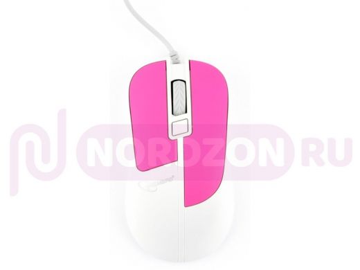 Мышь проводная GEMBIRD MOP-410-P, USB, 3 кнопки+колесо кнопка, soft touch,фиолетовый, 1600 DPI