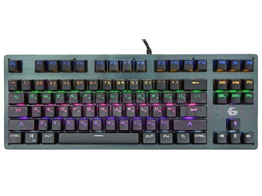 Клавиатура проводная Gembird KB-G540L, USB,черн,переключатели Outemu Blue,87 клавиши,подсветка Rain