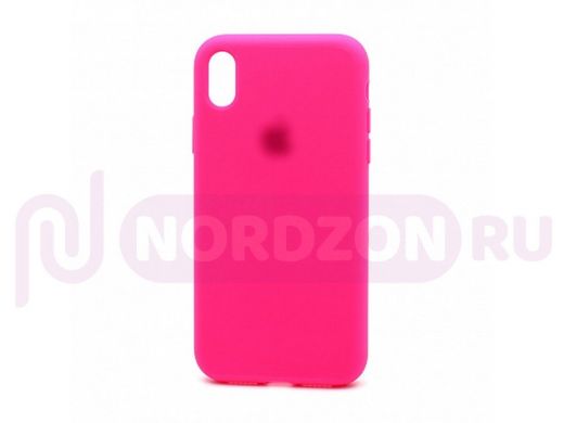 Чехол iPhone 7/8 Plus, Silicone Case, покрытие Soft touch, с лого, полная защита, 040, ярко розовый