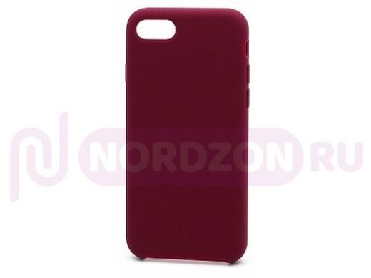 Чехол iPhone 7/8, Silicone Case, покрытие Soft touch, без лого, полная защита, 052, бордовый