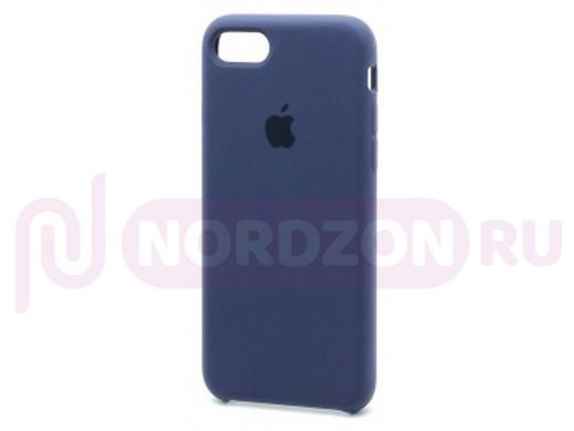 Чехол iPhone 7/8, Silicone Case, покрытие Soft touch, с лого, 008, темно-синий