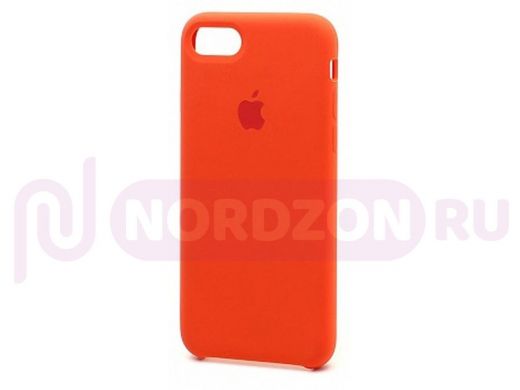 Чехол iPhone 7/8, Silicone Case, покрытие Soft touch, с лого, 013, оранжевый