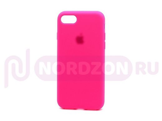 Чехол iPhone 7/8, Silicone Case, покрытие Soft touch, с лого, полная защита, 040, ярко розовый