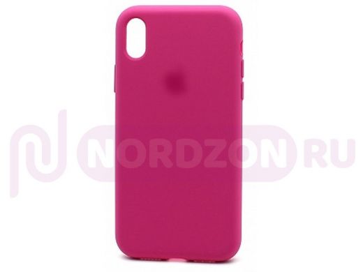 Чехол iPhone 7/8, Silicone Case, покрытие Soft touch, с лого, полная защита, 054, тёмно розовый