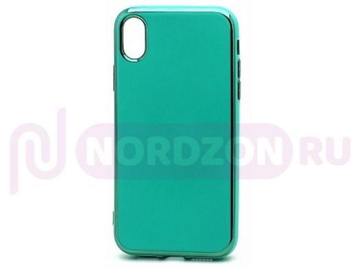 Чехол iPhone X/XS, Silicone case Onyx Clear, силикон, бирюзовый