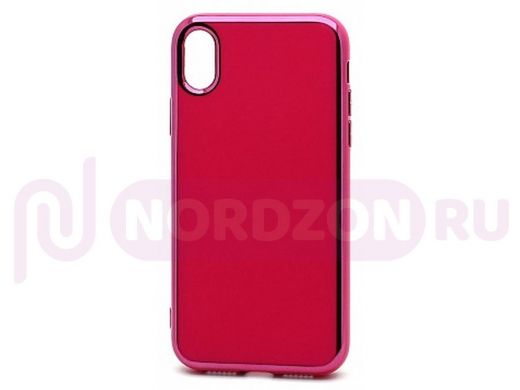 Чехол iPhone X/XS, Silicone case Onyx Clear, силикон, розовый