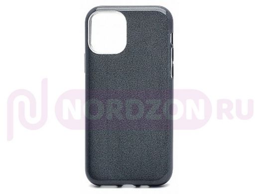 Чехол iPhone XR, Fashion, силикон, пластик с блёстками, чёрный
