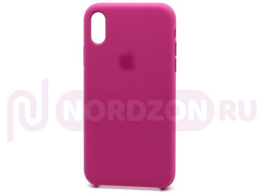 Чехол iPhone XR, Silicone Case Premium, блистер ориг, тёмно розовый