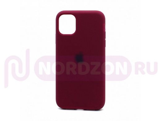 Чехол iPhone XR, Silicone Case, покрытие Soft touch, с лого, полная защита, 052, бордовый
