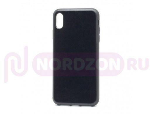 Чехол iPhone XS Max, Sibling, без лого, силикон-кожа, чёрный