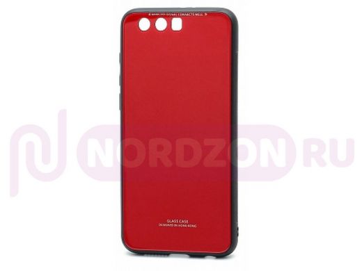 Чехол Huawei Honor 7A/Y5 2018/Y5 Lite, силикон, со стеклянной вставкой, без лого, красный