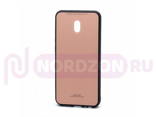 Чехол Huawei Honor 7A/Y5 2018/Y5 Lite, силикон, со стеклянной вставкой, без лого, розовый