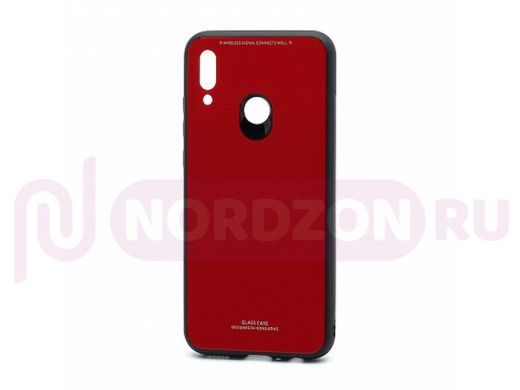 Чехол Huawei Honor 8S/Y5 2019, силикон, со стеклянной вставкой, без лого, красный