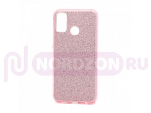 Чехол Huawei Honor 8X, Fashion, силикон, пластик с блёстками, розовый