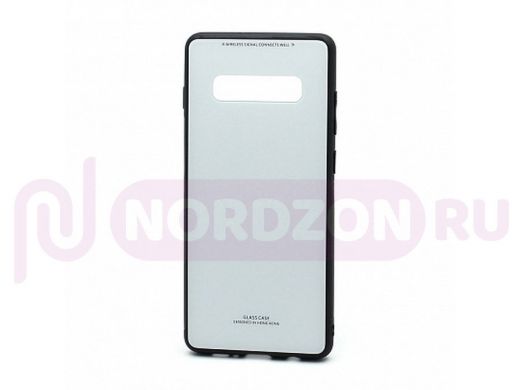 Чехол Samsung A105/Galaxy A10 (2019), силикон, со стеклянной вставкой, без лого, белый