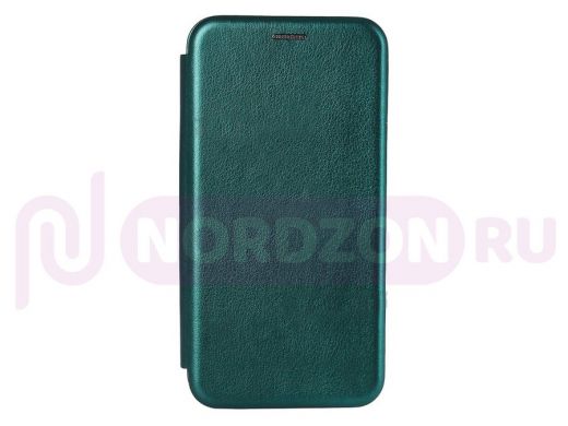 Чехол Samsung A505/Galaxy A50 (2019), BF, книжка с кожаной вставкой, зелёный
