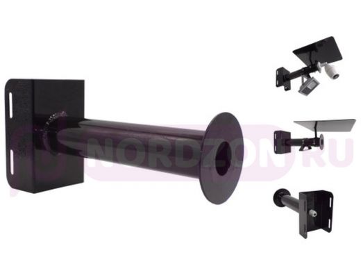 Кронштейн "HIWOLL-STOLB-1B" бокс для камер и прожекторов на столбы под СИП-ленту, вылет 0,3м, чёрный