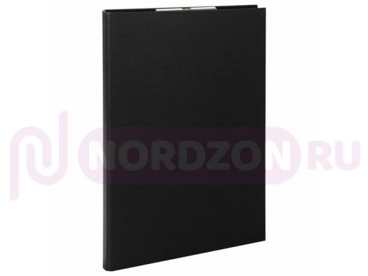 Папка-планшет STAFF, А4 (230х314 мм), с прижимом и крышкой, картон/бумвинил, РОССИЯ, черная