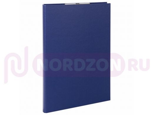 Папка-планшет STAFF, А4 (230х314 мм), с прижимом и крышкой, картон/бумвинил, РОССИЯ, синяя