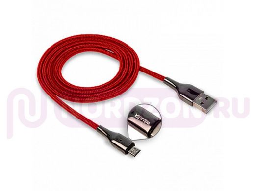 Кабель микро USB (AM/microBM)  Walker C930, индикатор, быстрый заряд, 3.1А, красный