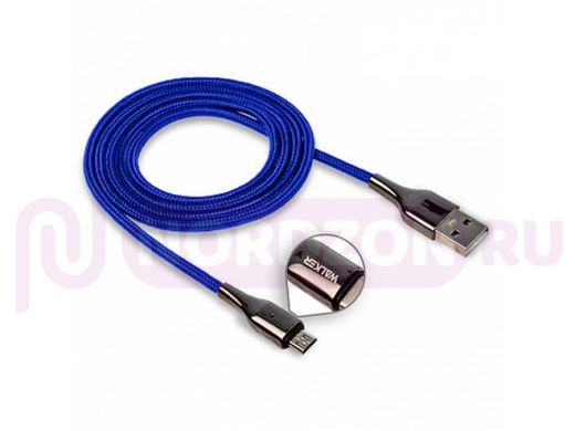 Кабель микро USB (AM/microBM)  Walker C930, индикатор, быстрый заряд, 3.1А, синий