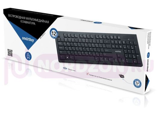 Клавиатура беспроводная  мультимедийная Smartbuy 206 черная (SBK-206AG-K)/20
