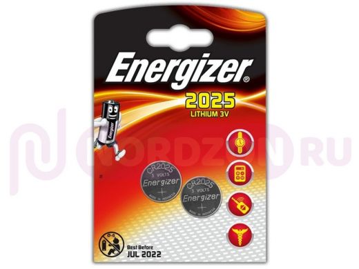 Элементы питания  CR2025  Energizer  Bl-2 (цена за 1 элемент)