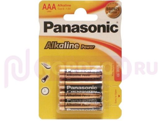 Батарейка LR03  Panasonic Alkaline BL-4 (4шт, в коробке: 48шт) (цена за шт)