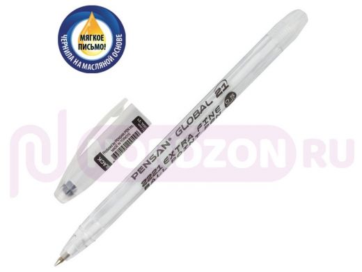 Ручка шариковая масляная "BR-94108" "Global-21", ЧЕРНАЯ, корпус прозрачный, узел 0,5 мм, линия 0,