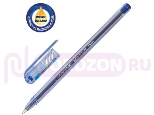 Ручка шариковая масляная PENSAN "My-Pen", СИНЯЯ, корпус тонированный синий, узел 1 мм, линия письма