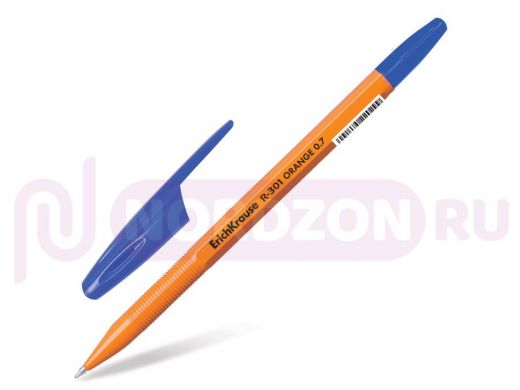 Ручка шариковая ERICH KRAUSE "R-301 Orange", СИНЯЯ, корпус оранжевый, узел 0,7 мм, линия письма 0,35