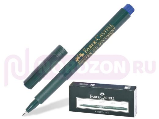 Ручка капиллярная FABER-CASTELL "Finepen 1511", СИНЯЯ, корпус темно-зеленый, линия письма 0,4 мм, 15