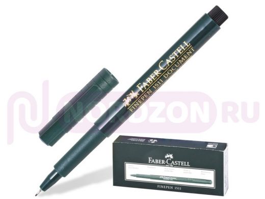 Ручка капиллярная "Finepen 1511", ЧЕРНАЯ "BR-94473", корпус темно-зеленый, линия 0,4 мм