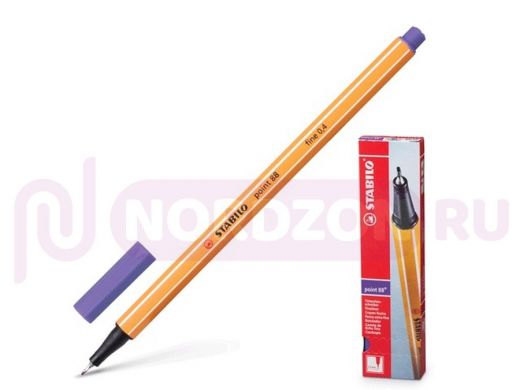 Ручка капиллярная STABILO "Point", ФИОЛЕТОВАЯ, корпус оранжевый, линия письма 0,4 мм, 88/55